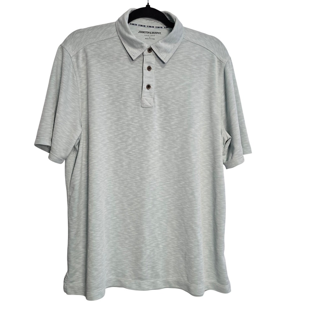 Johnston & Murphy Mens Large Polo Shirt Mint Green Space Dye Modal Blend Short S